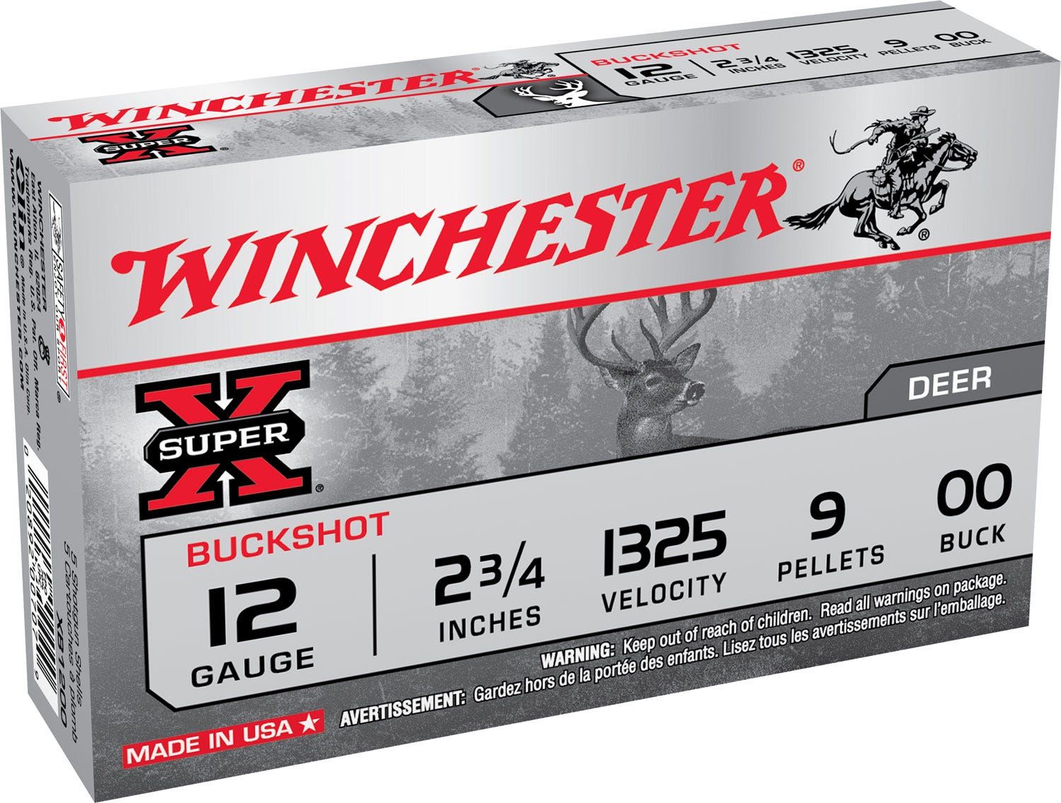 Winchester Super-X 12 GA 00 Buckshot 5-Rounds 2.75