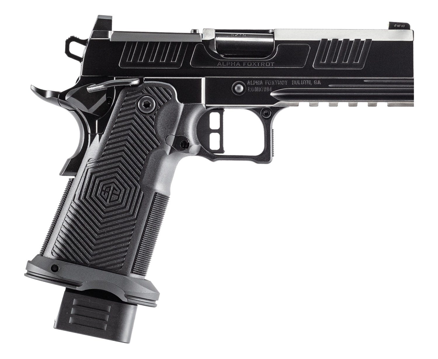 Alpha Foxtrot AF1911 Romulus Polished DLC 9mm 4.25 Bull Ramped Barrel 20-Rounds OR - Alpha Foxtrot