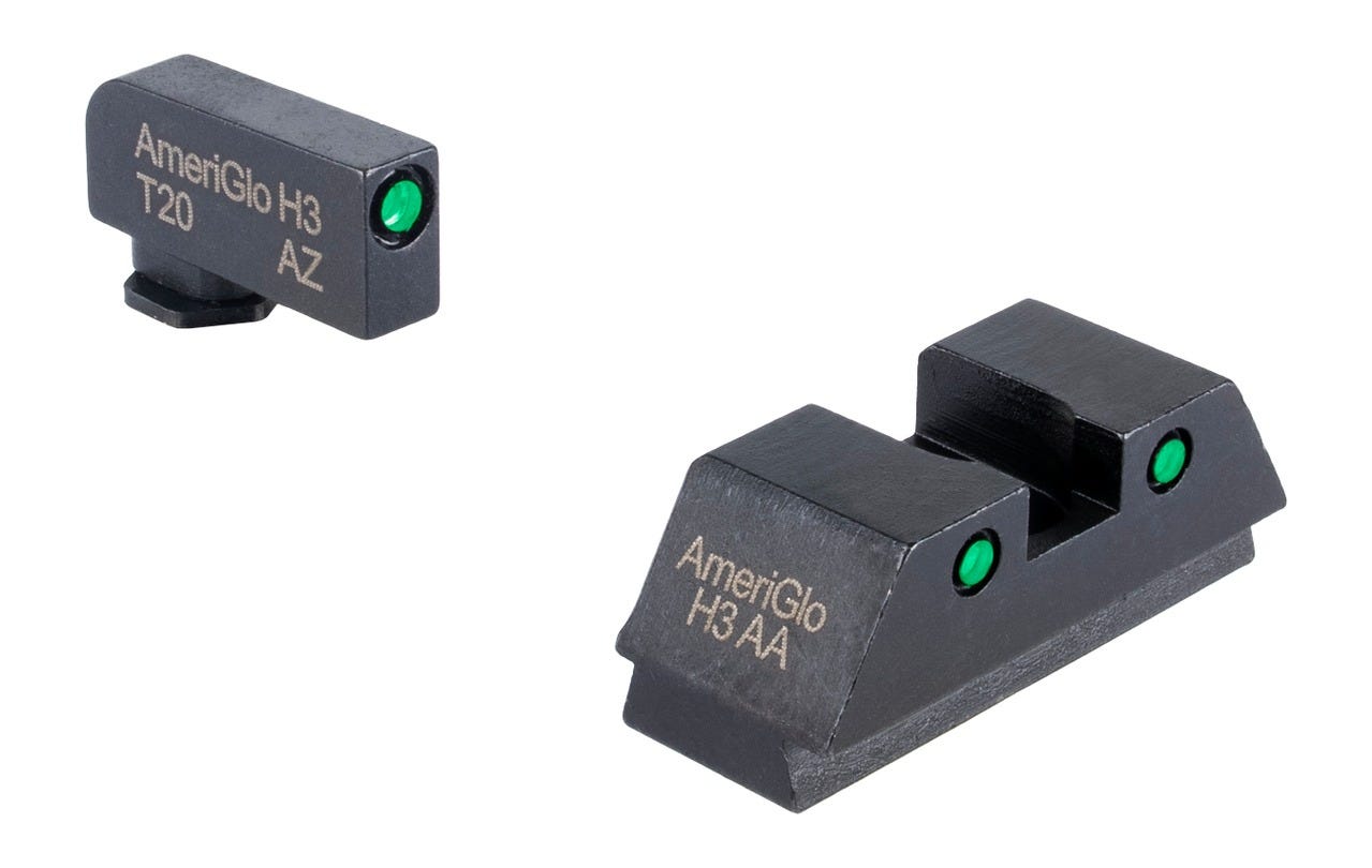 AmeriGlo GL806 3 Dot Square Notch Rear Sight Set Green Tritium for Glock 42/43/43X/48 - Ameriglo