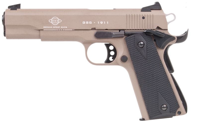 American Tactical  1911 Pistol Tan .22 LR 5 Barrel 10-Rounds Double Diamond Walnut Grip