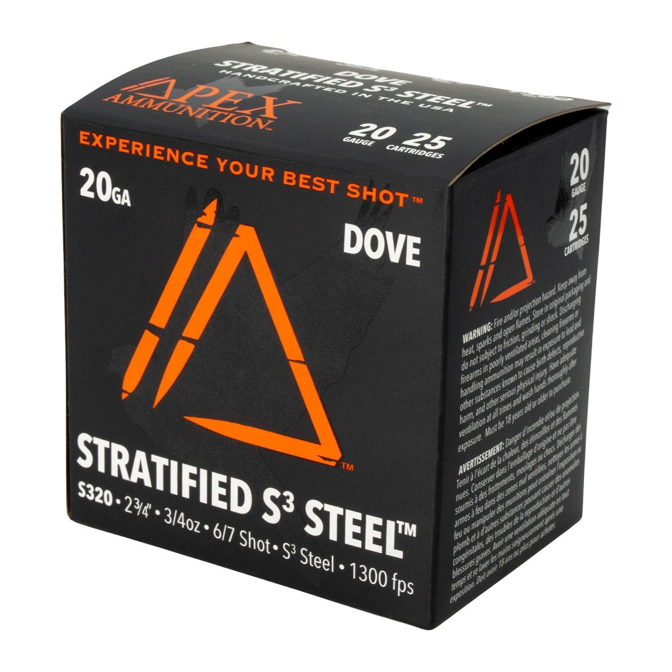 Apex Ammunition Dove Stratified 20 GA-2.75 #6 and #7 Shot 3/4 oz 25-Rounds