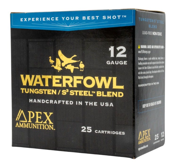 Apex Ammunition Waterfowl TSS/S3 12 GA-3 #4 and #7.5 Shot 1-5/16 oz 25-Rounds - Apex Ammunition