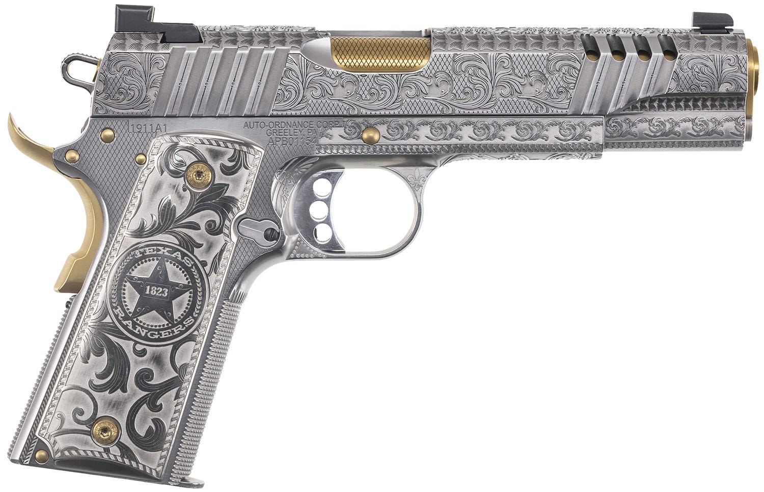 Auto-Ordnance Texas Ranger Special Edition Stainless / Gold .45 ACP 5 Barrel 7-Rounds - Auto-Ordnance