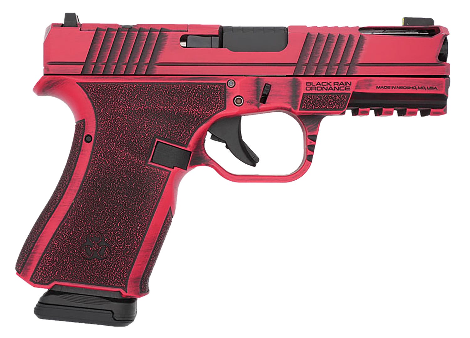 Black Rain Ordnance Frontline+ Firehouse Red Battleworn 9mm 4 Barrel 15-Rounds OR - Black Rain Ordnance