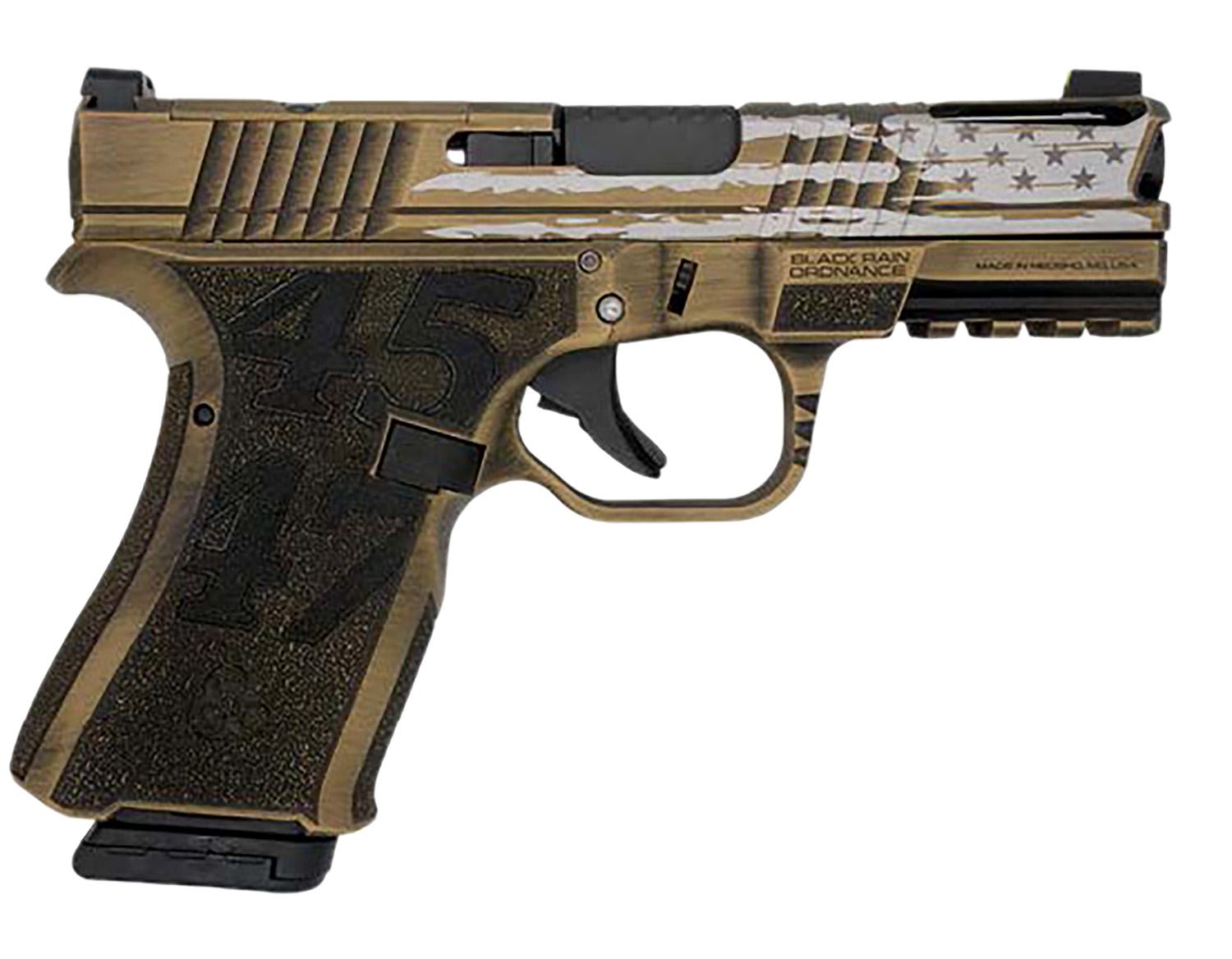 Black Rain Ordnance Frontline+ Trump Custom Gold Battleworn 9mm 4 Ported Barrel 15-Rounds - Black Rain Ordnance