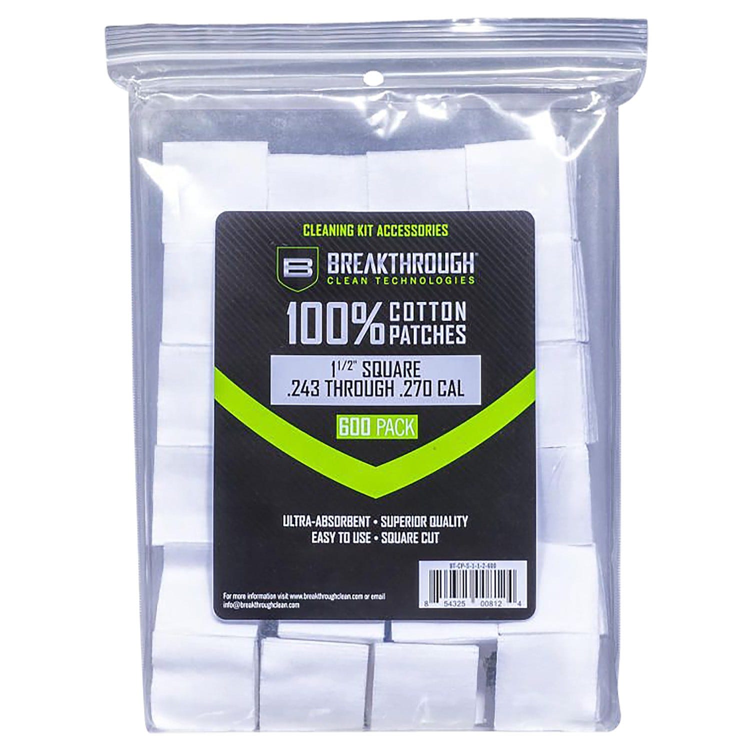 Breakthrough Clean Breakthrough Clean Square Patches .243/.270 Cal 600-Count - $13.99 at GrabAGun