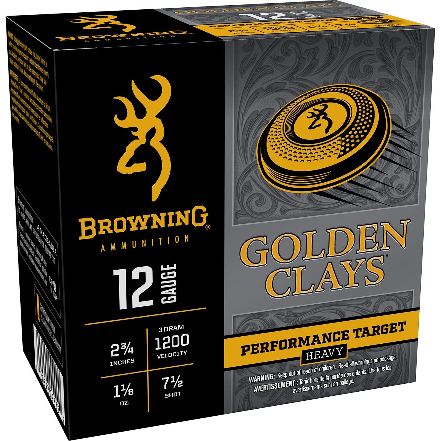 Browning Golden Clays Target 12 GA-2.75 #7.5 Shot 1-1/8 oz 25-Rounds