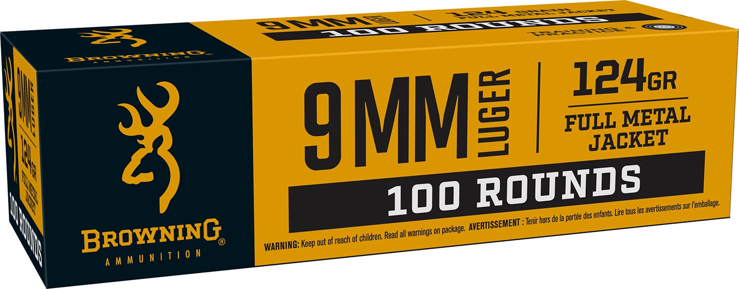 wning Handgun Ammunition 9mm 124 Grain 100-Rounds FMJ Ammo