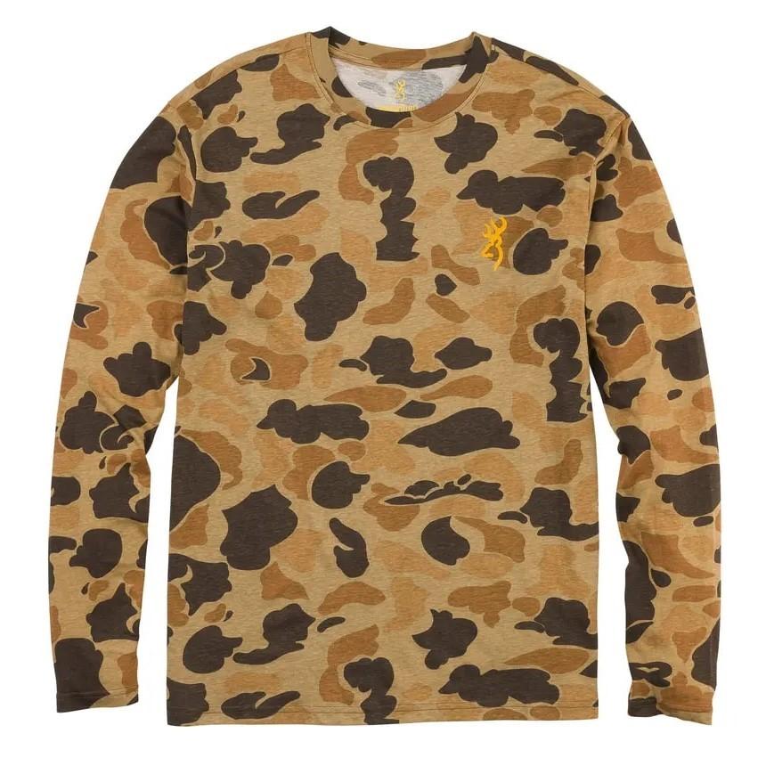 Browning Browning Wasatch Long Sleeve T-Shirt Vintage Tan Camo S - $18.89 at GrabAGun