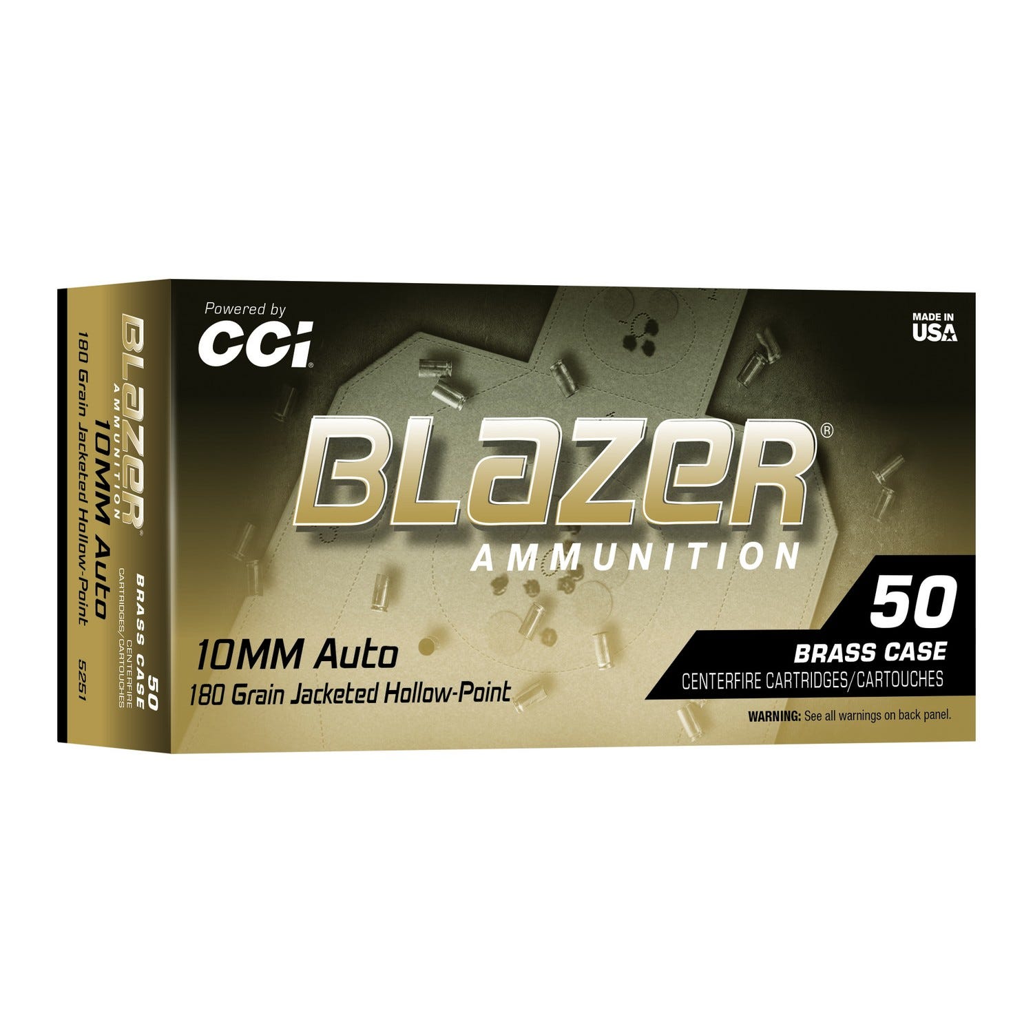  Ammunition Blazer Brass 10mm 180 Grain 50-Rounds JHP Ammo