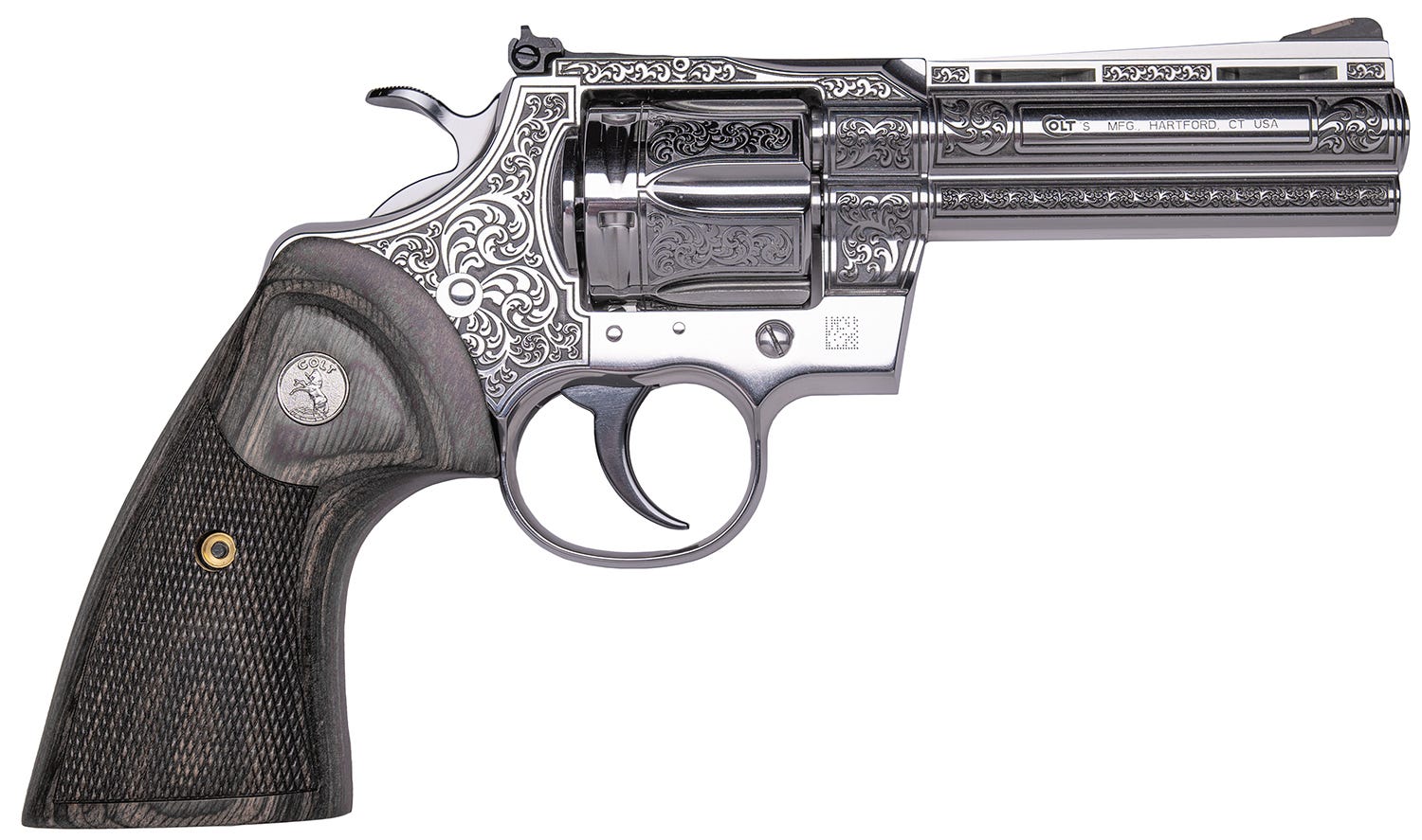 CNC Firearms Colt Python Renaissance Stainless Engraved .357 Mag 4.25 Barrel 6-Rounds