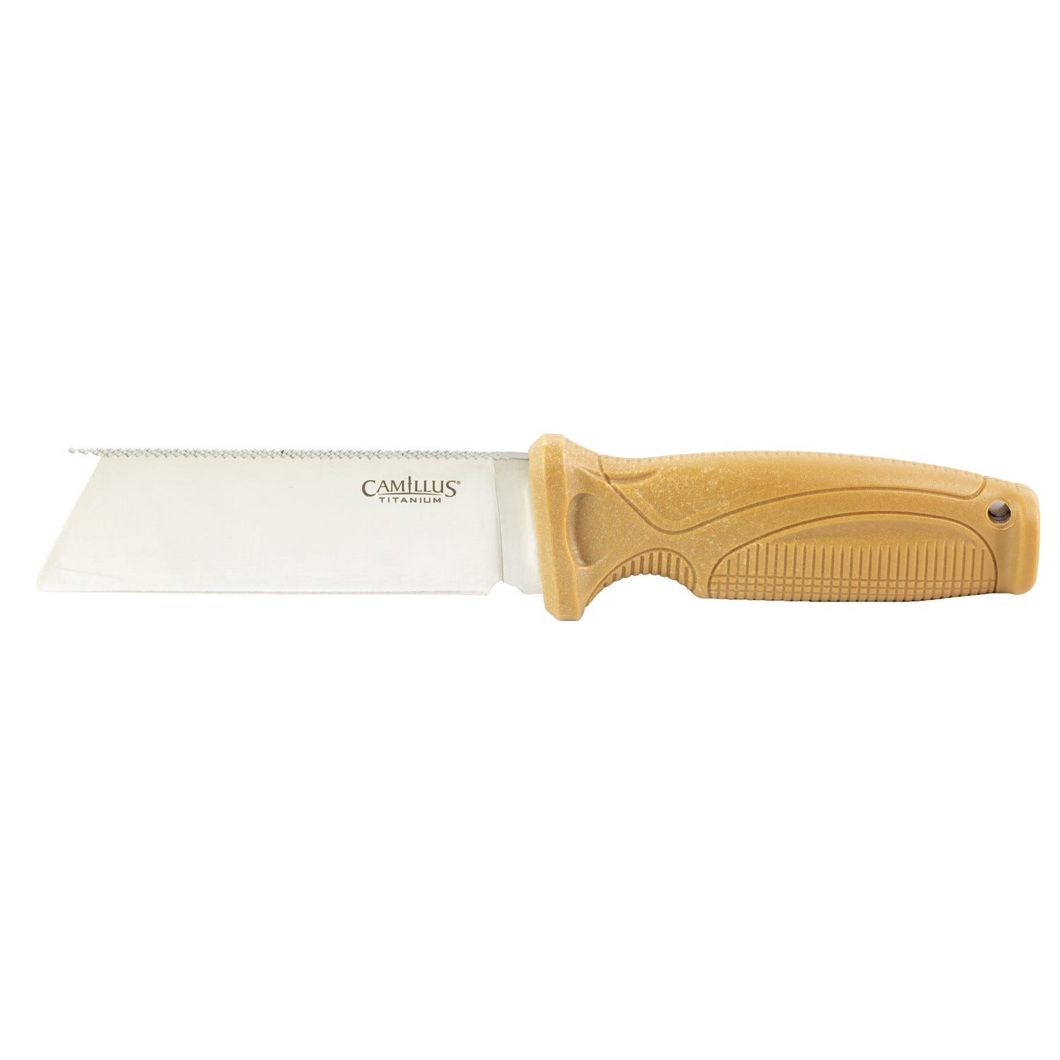 Camillus Swedge Tan Fixed Blade 4.3 Chisel Point Plain Edge 420 Stainless Blade w/ Sheath