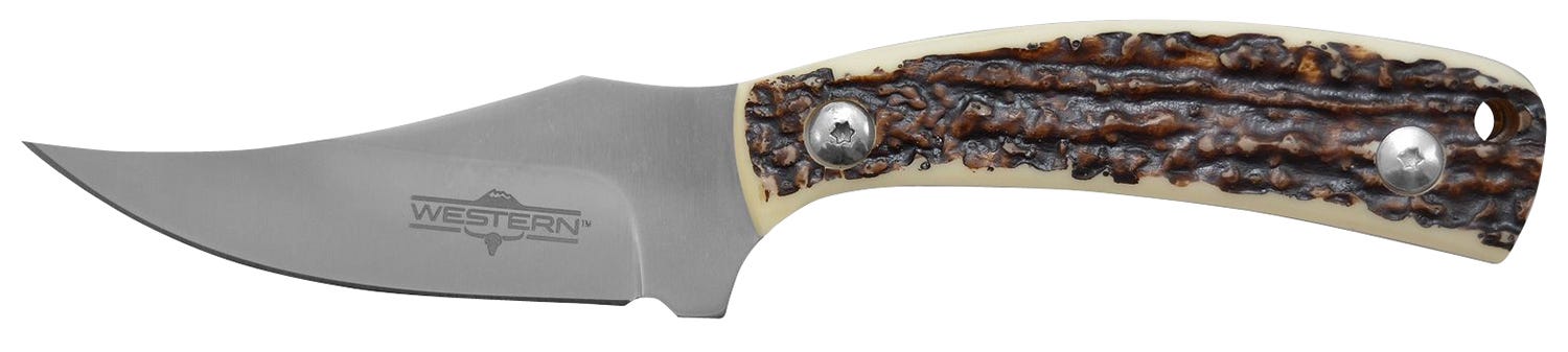 Camillus Western Crosstrail Silver Fixed Blade Knife 3.25 Titanium Bonded 420
