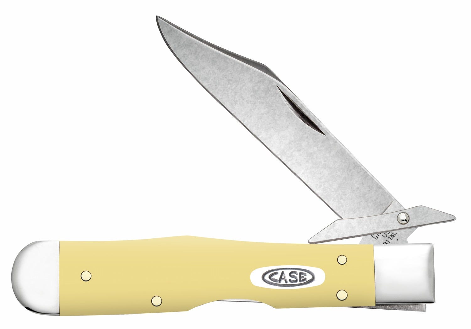 Case XX Cheetah Cub Yellow Folding Clip Point w/Swing Guard 2.5 Plain Edge Tru-Sharp SS Blade