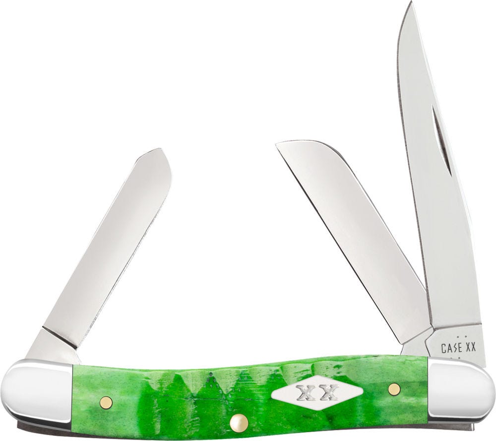 Case XX Medium Stockman Green Bright Bone 2.57 Blade