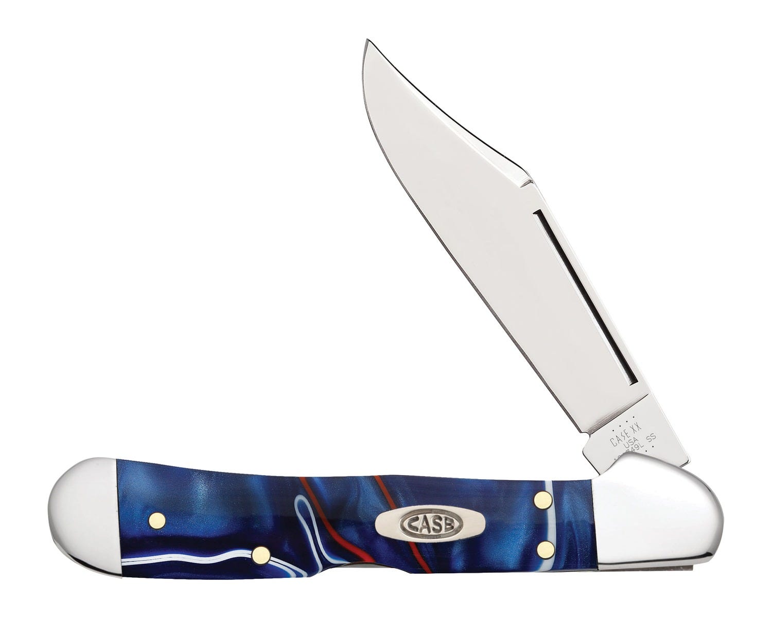 Case XX Patriotic CopperLock Mini Red  White and Blue 2.72 Plain Edge Clip Point Tru-Sharp SS Blade - Case Knives