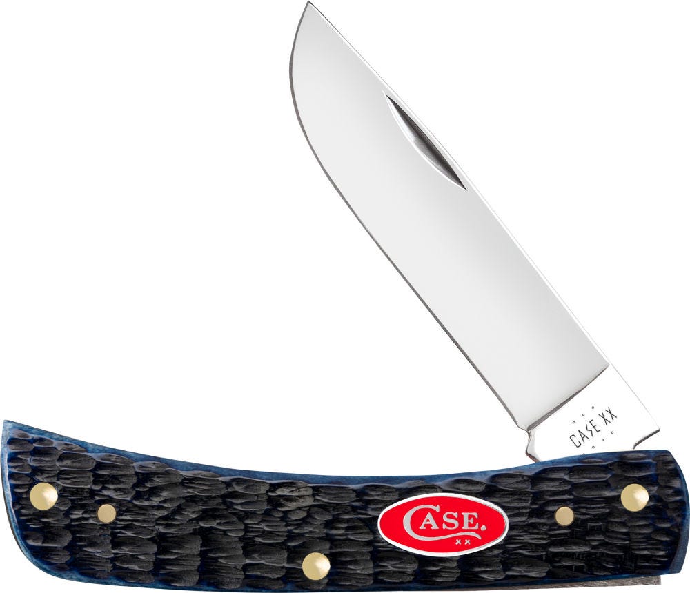 Case XX Sod Buster Jr Navy Blue Bone Folding 2.8 Plain Edge Skinner Tru-Sharp Blade
