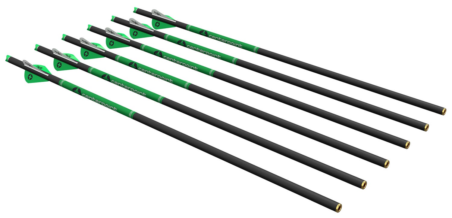 Centerpoint Archery CenterPoint Archery Arrows Black / Green Carbon 20 400 Grain 6-Pack - $57.99 at GrabAGun