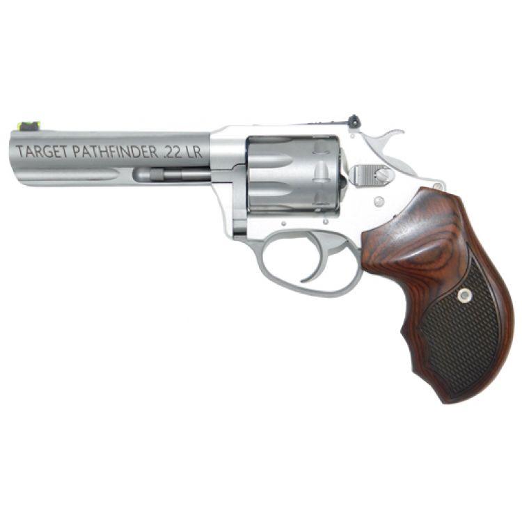Pathfinder .22 LR 8 Shot Anodized & S/S Rosewood Checkered Grip 4.2 Bbl