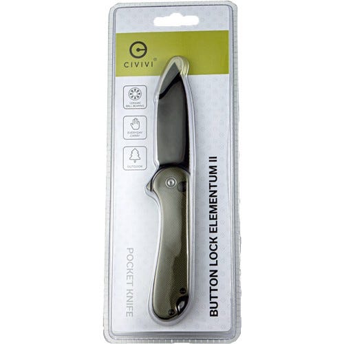 Civivi Knives Civivi Knives Elementum II OD Green 2.96 Button Lock Knife - $66.73 at GrabAGun