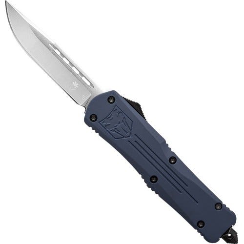 Cobratec Knives CobraTec Knives FS3 Small OTF Blue 3 D2 Drop Point Blade - $99.00 at GrabAGun