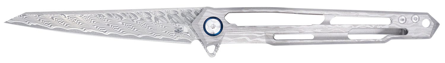 CobraTec Knives Ghost Folding Wharncliffe Titanium Damascus 3.88 Blade