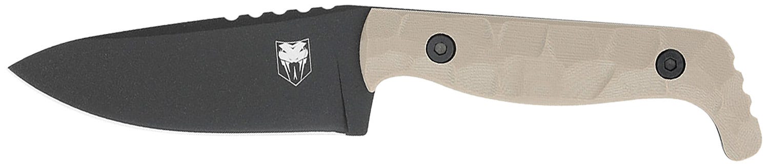 CobraTec Knives KingPin Sand EDC Fixed 4 Plain Edge Drop Point D2 Blade