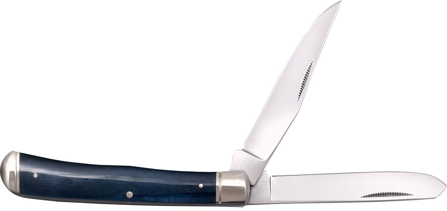 Cold Steel Cold Steel Trapper Blue Dark 3 Folding Clip/Plain Edge Spey Blade - $26.69 at GrabAGun