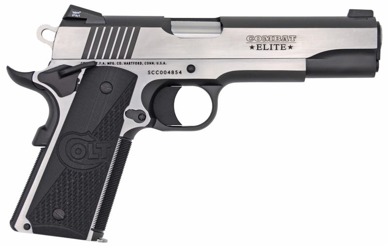 colt firearms combat elite government stainless / black .45 acp 5 barrel 8-rounds factory blem