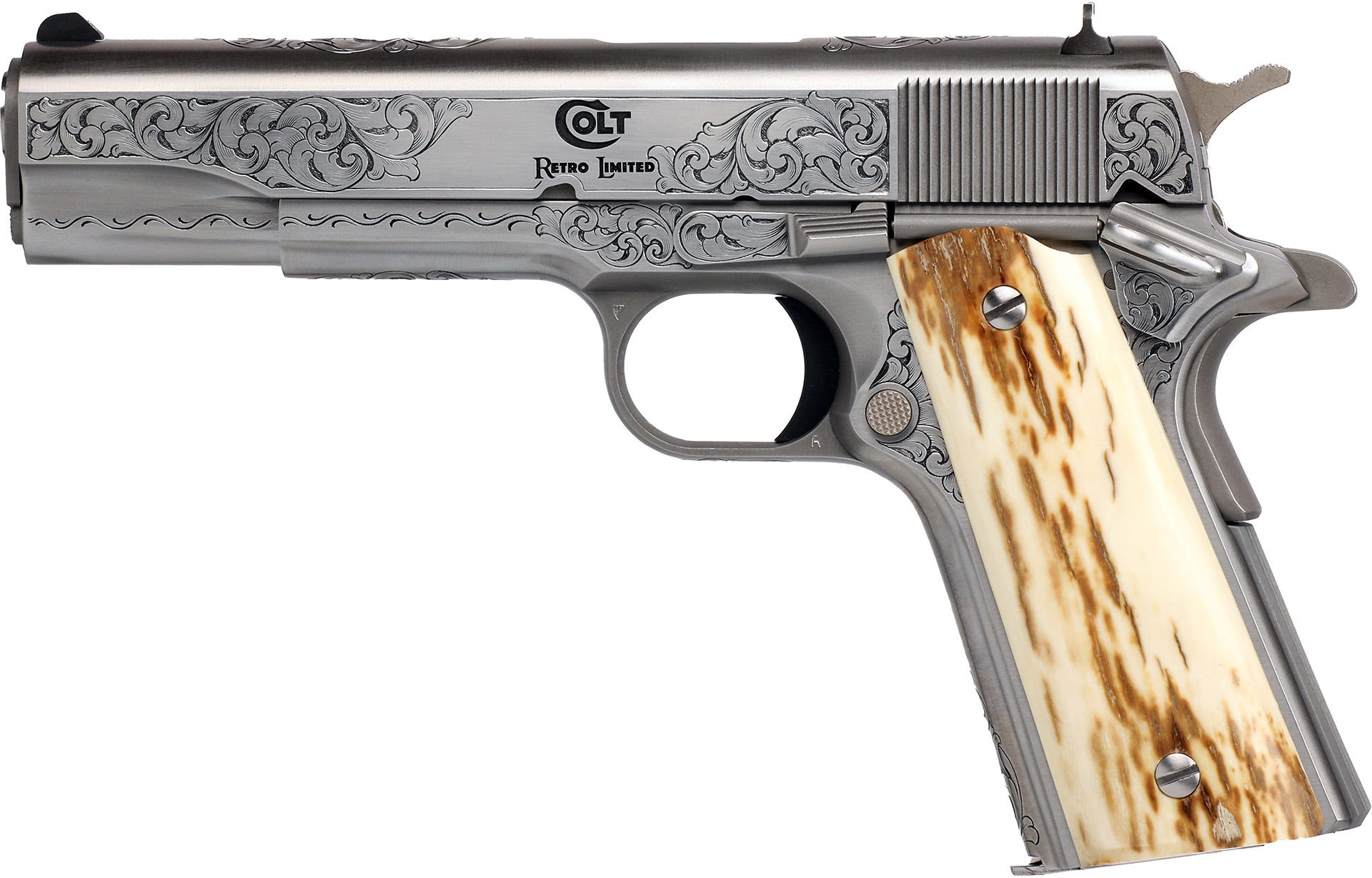 Colt Firearms Retro Limited Engraved .45 ACP 5 Barrel Mammoth Ivory Grips 8-Rounds - Colt Firearms