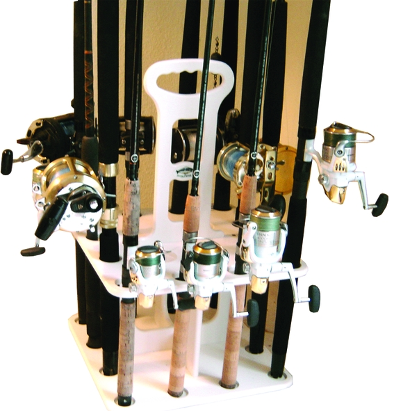 Deep Blue Marine V-12 Vertical Polymer Rod Rack White Holds 12 Rods Polymer - Deep Blue Marine