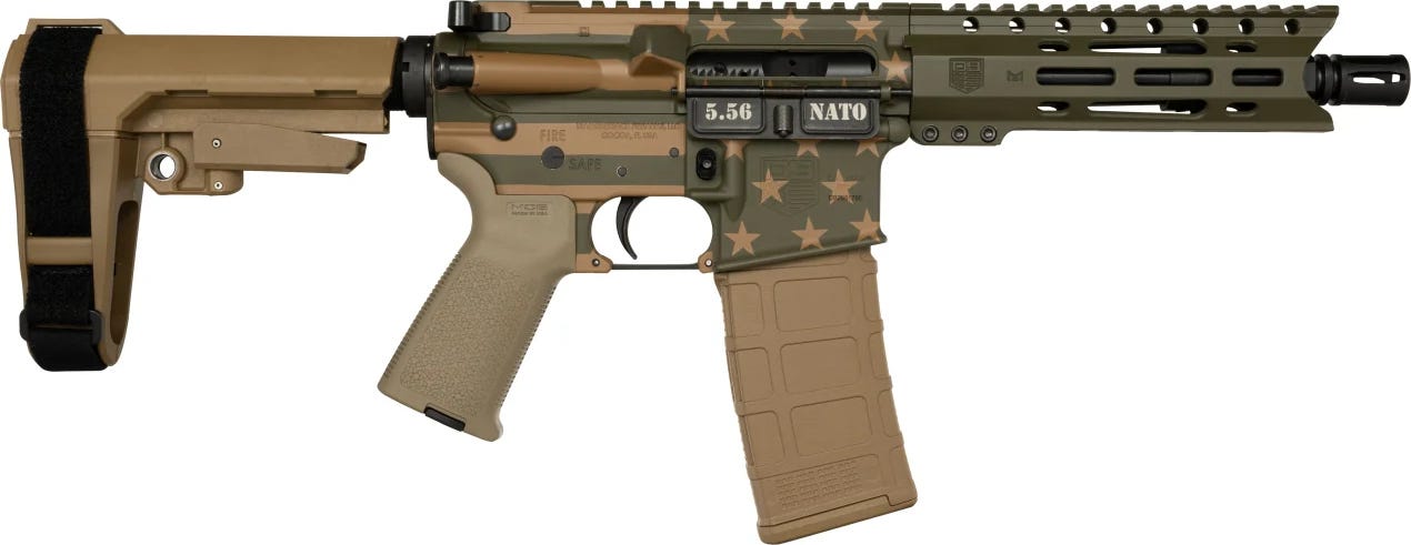 diamondback db15 od green flag 5.56 7 barrel 30-rounds w/ sb tactical sba3 brace