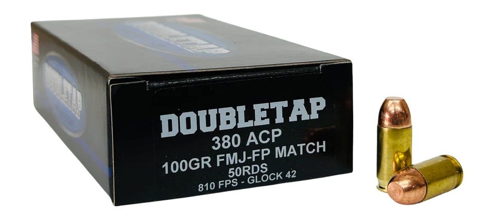 DoubleTap Handgun Ammunition .380 ACP 100 Grain 50-Rounds FMJFP - DoubleTap Ammunition
