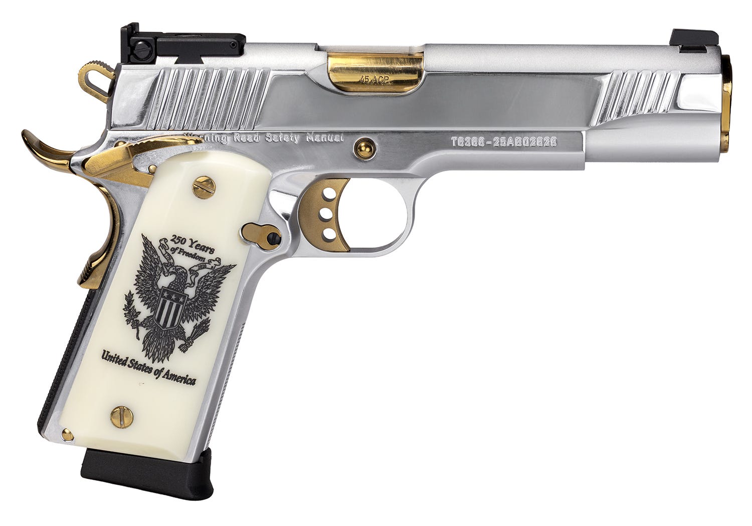 EAA Corp MC1911 250th Anniversary Silver / Gold .45 ACP 5 Barrel 8-Rounds - European American Armory / EAA Corp