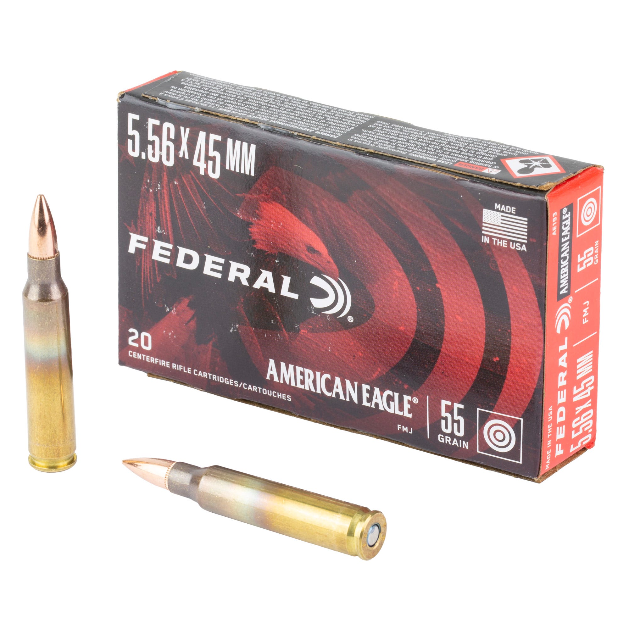 Federal American Eagle Brass 5.56 55 Grain 20-Rounds FMJ