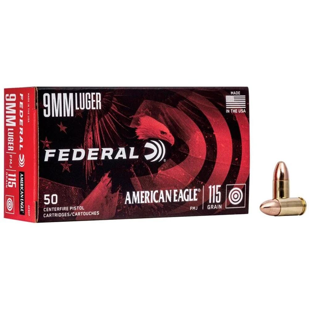 Federal American Eagle 9mm 115 Grain 1000-Rounds FMJ eral American Eagle 9mm 115 Grain 1000-Rounds FMJ Ammo