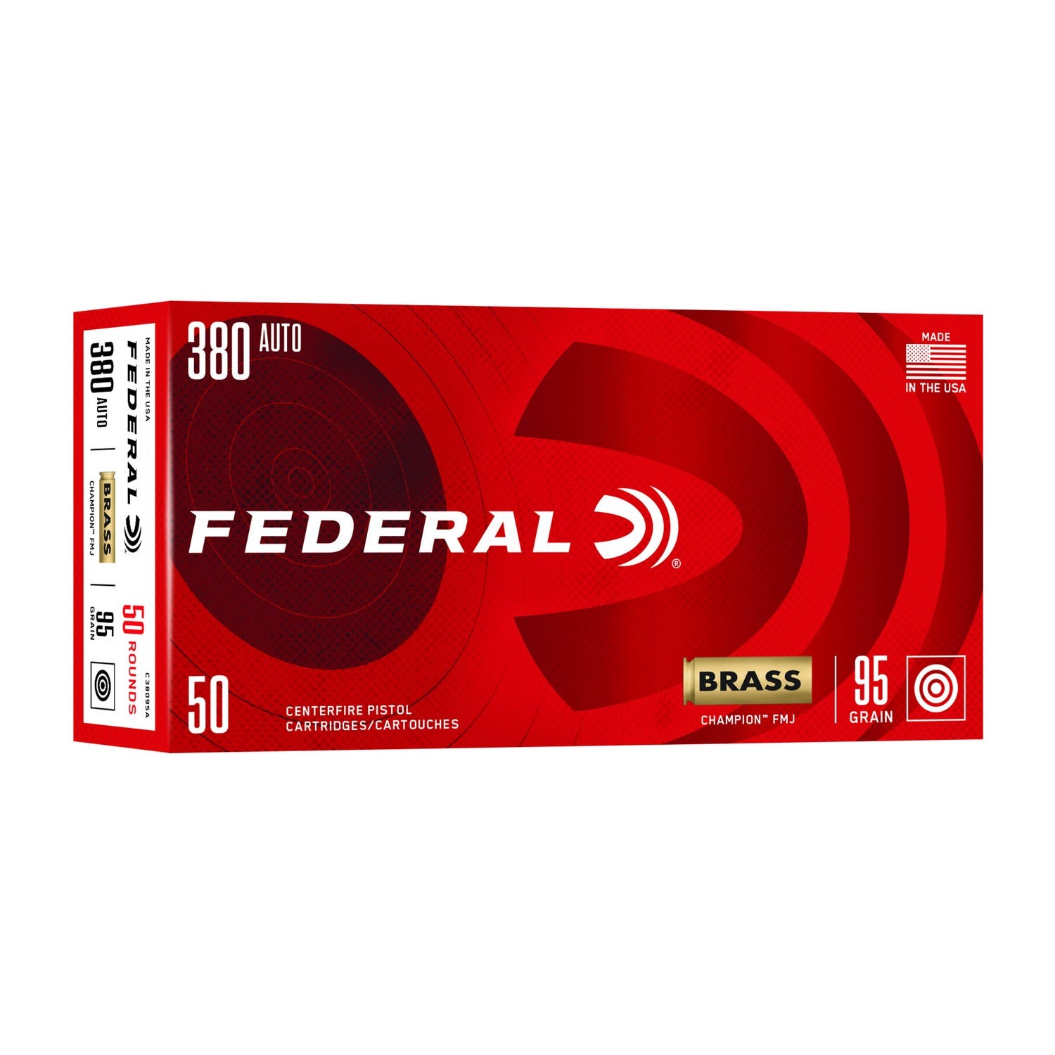 Federal Champion .380 ACP 95 Grain 50-Rounds FMJ