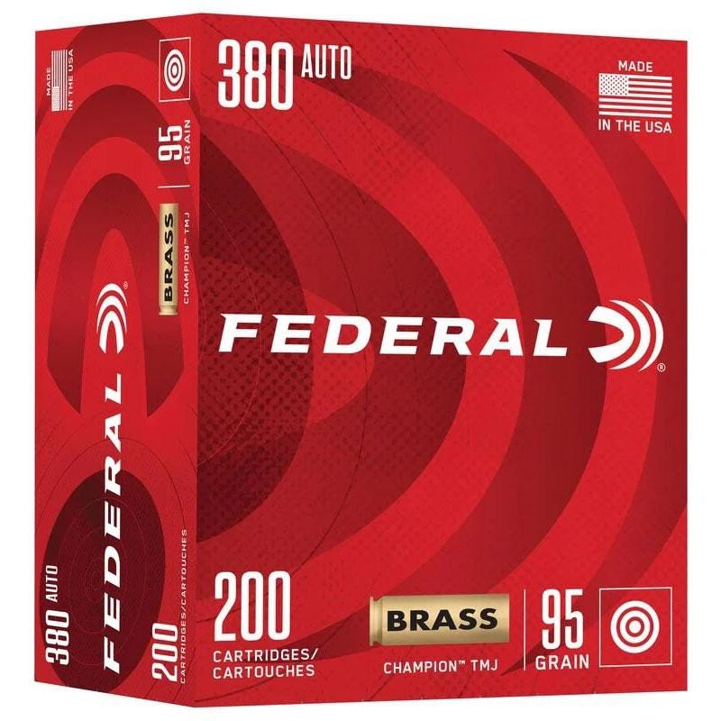 Federal Champion .380 ACP 95 Grain 200-Rounds FMJ