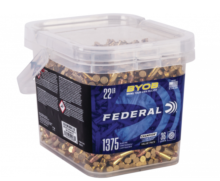 eral Champion Training BYOB Brass .22 LR 36 Grain 1375-Rounds HP Bulk Ammo