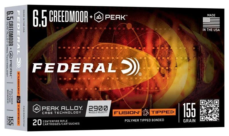 Federal Fusion Tipped Peak 6.5 Creedmoor 155 Grain 20-Rounds Fusion Tipped eral Fusion Tipped Peak 6.5 Creedmoor 155 Grain 20-Rounds Fusion Tipped Ammo