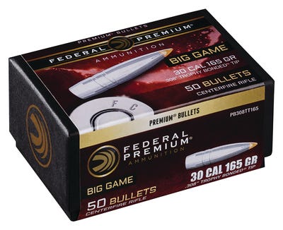 eral Premium Trophy Bonded Tip Bullets 30 Caliber (308 Diameter) 165 Grain Box Of 50 Ammo