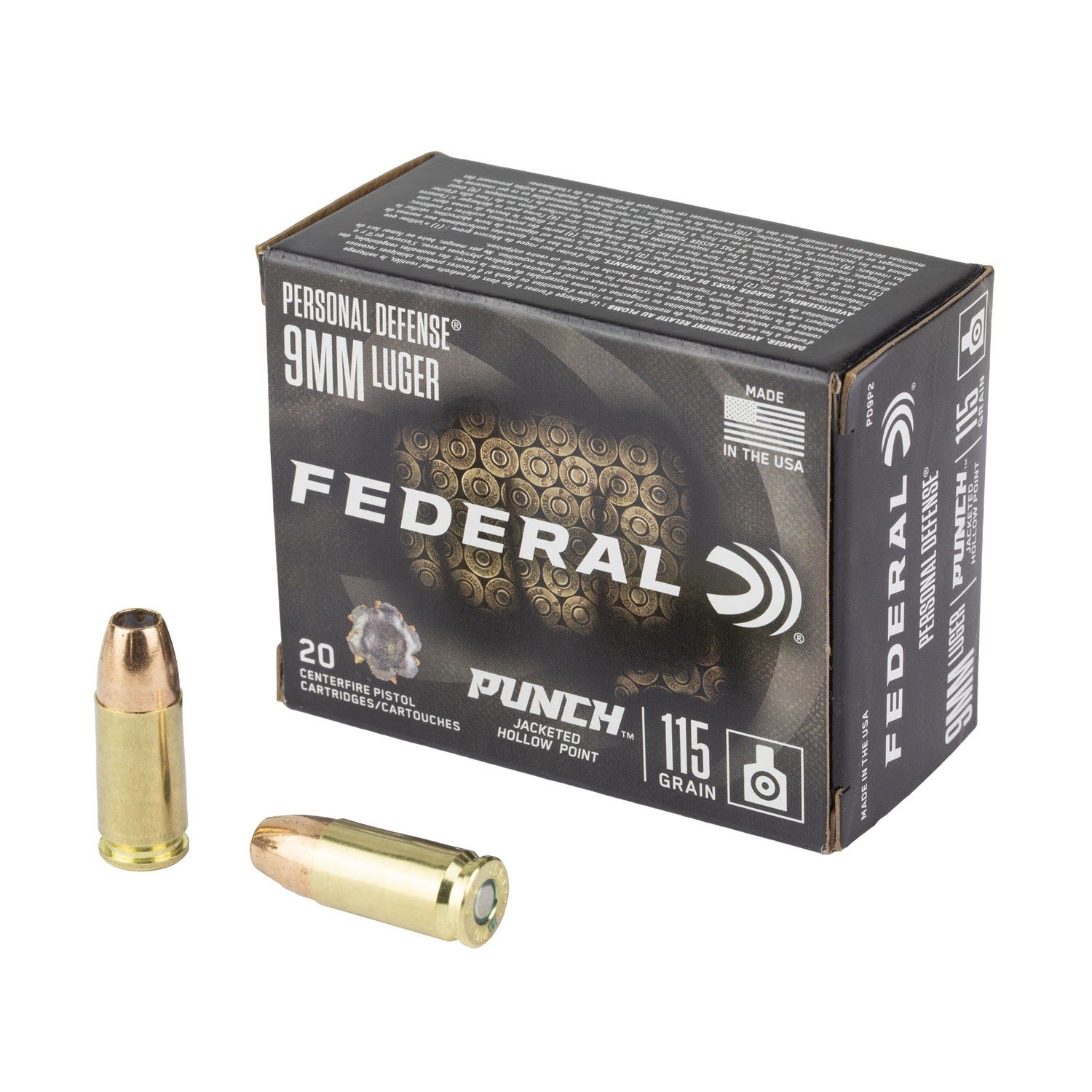 Federal Punch 9mm 115 Grain 20-Rounds JHP