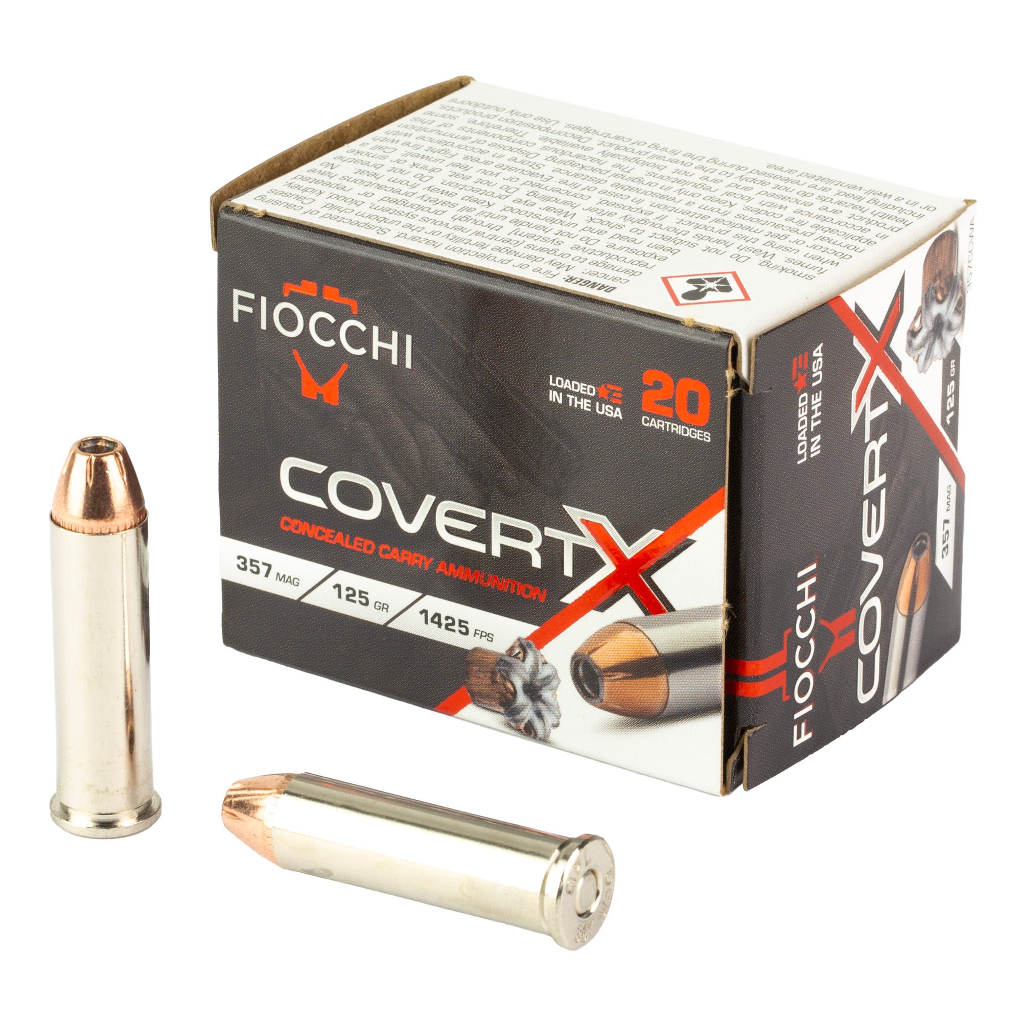 cchi COVERT X Nickel Plated Brass .357 Mag 125 Grain 20-Rounds JHP Ammo
