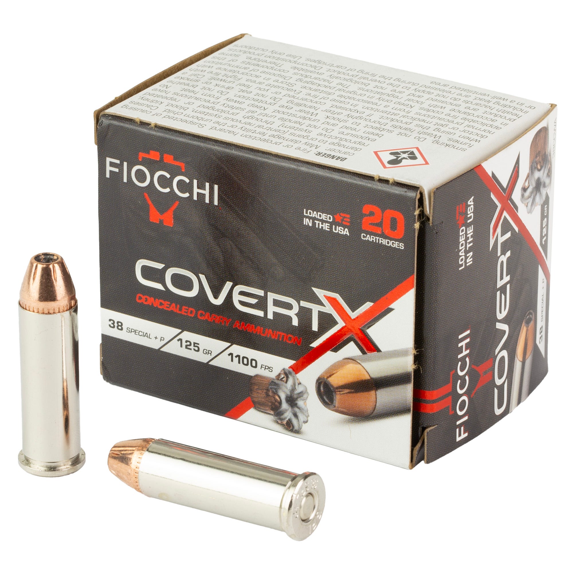 cchi COVERT X Nickel Plated Brass .38 Special P 125 Grain 20-Rounds JHP Ammo