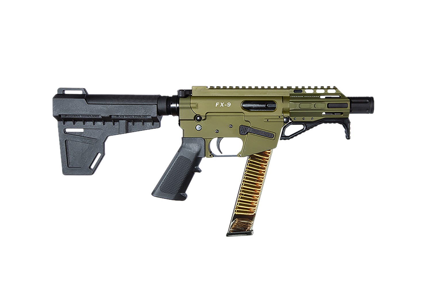 Freedom Ordnance FX9P Black / OD Green 9mm 4 Barrel 31-Rounds w/ KAK Shockwave Brace - Freedom Ordnance