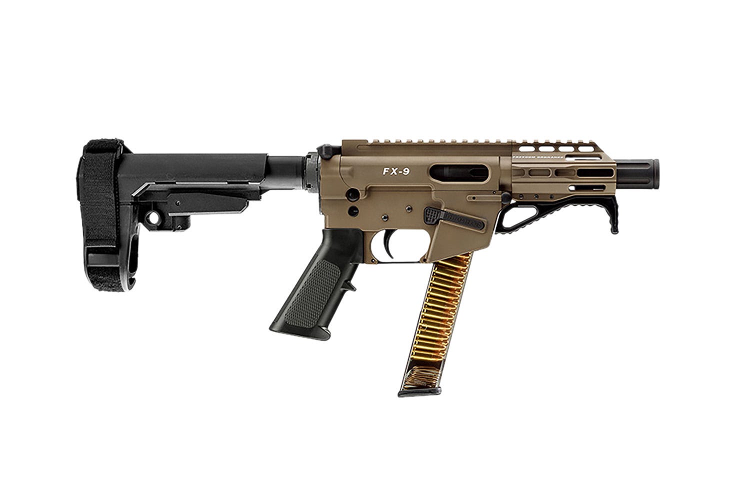 Freedom Ordnance FX9P Flat Dark Earth 9mm 4 Barrel 31-Rounds w/ SB Tactical SBA3 Brace - Freedom Ordnance