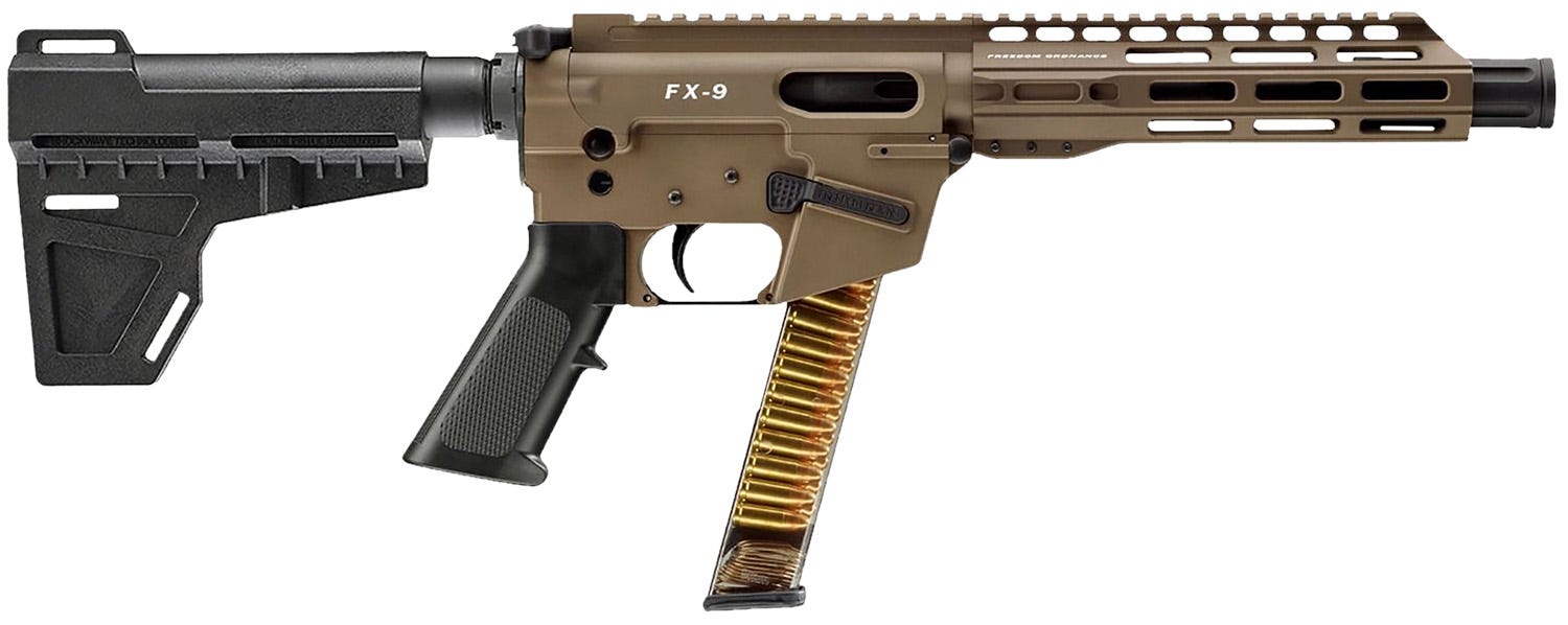 Freedom Ordnance FX9P Flat Dark Earth 9mm 8 Threaded Barrel 31-Rounds w/ KAK Shockwave Brace - Freedom Ordnance