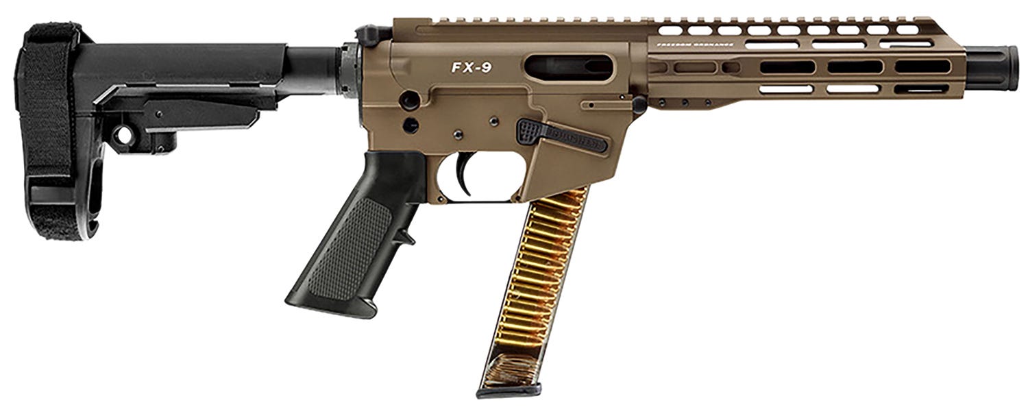 Freedom Ordnance FX9P Flat Dark Earth 9mm 8 Barrel 31-Rounds w/ SB Tactical SBA3 Brace - Freedom Ordnance