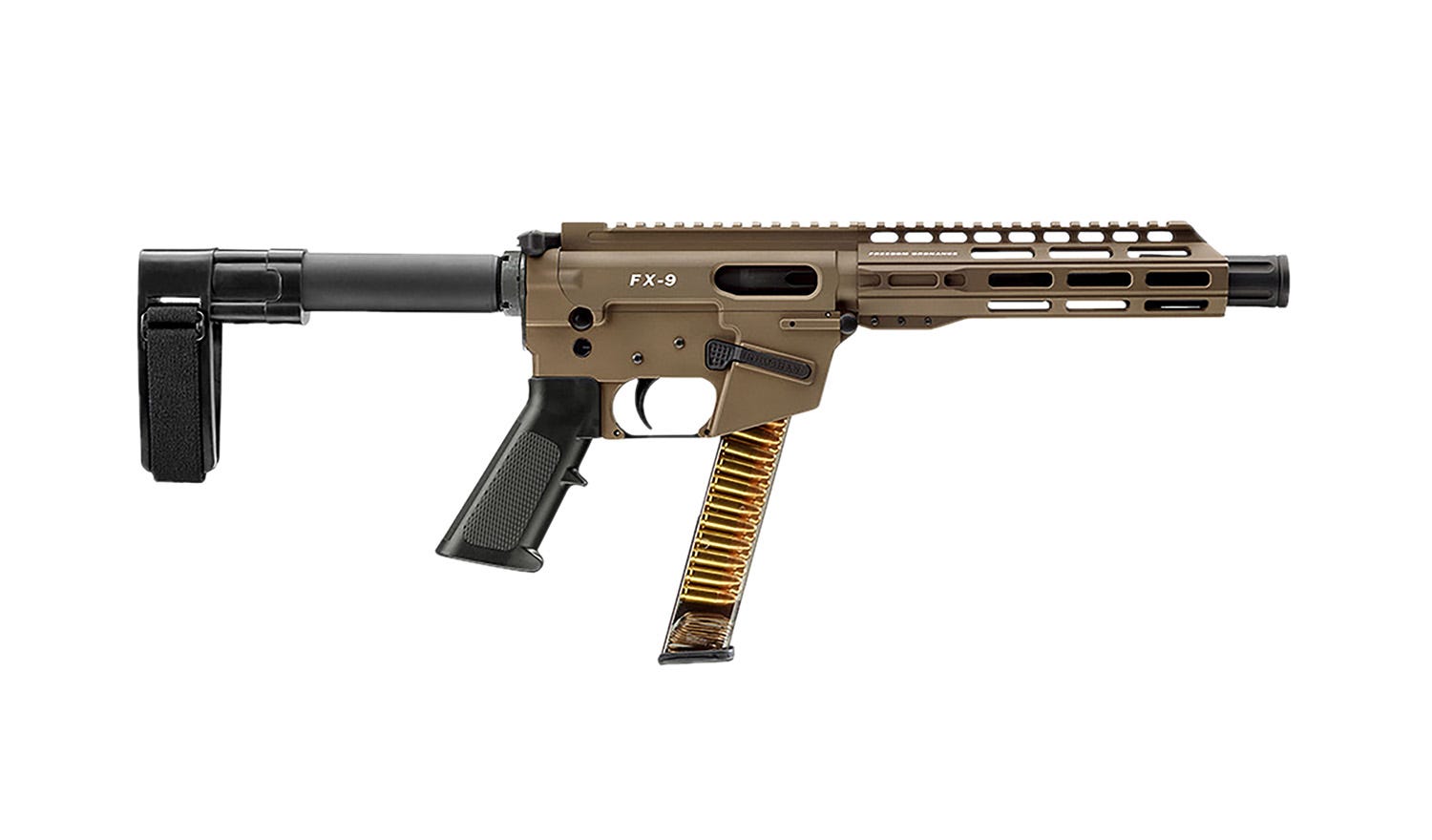 Freedom Ordnance FX9P Black / Flat Dark Earth 9mm 8 Barrel 31-Rounds w/ SB Mini Brace - Freedom Ordnance