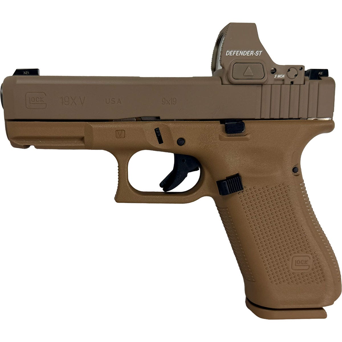 Glock 19X V Flat Dark Earth 9mm 4.02 Barrel 19-Rounds w/ Vortex Defender-ST - Glock